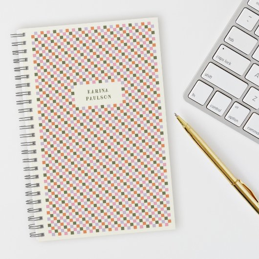 Cahier à reliure spirale avec cadre damier - Vert
