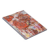 Cahier à reliure spirale avec fleurs orange en tec (Côté Droit)