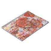 Cahier à reliure spirale avec fleurs orange en tec (Côté gauche)