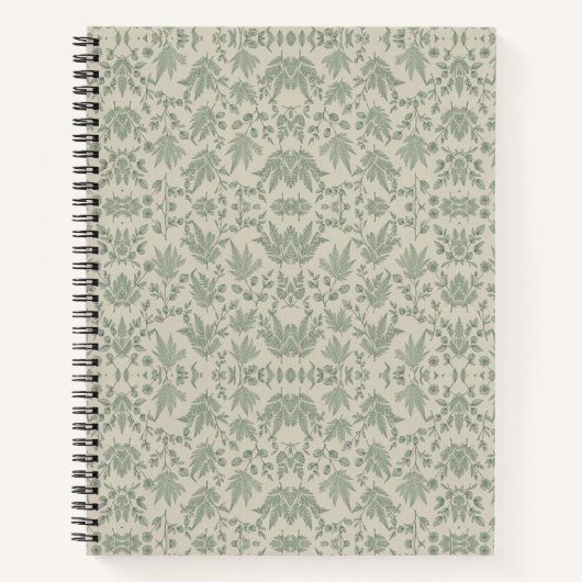 Cahier à reliure spirale avec impression de fougèr (Devant)