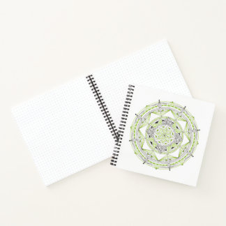 Cahier à reliure spirale avec motif mandala vert