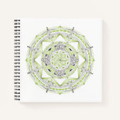 Cahier à reliure spirale avec motif mandala vert (Devant)