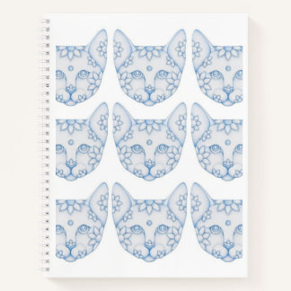 Cahier à reliure spirale BLUE CATS WITH FLOWERS