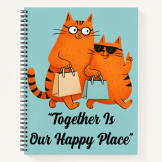 Cahier à reliure spirale Chat Jour de Shopping Amo