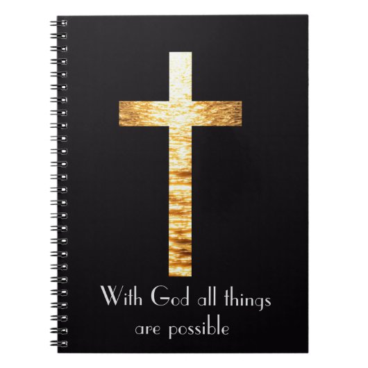 Cahier à reliure spirale Croix d'or avec Dieu (Devant)