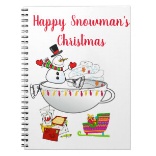 Cahier à reliure spirale de Noël Bonhomme de neige