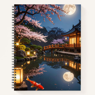 Cahier à reliure spirale du jardin japonais au cla