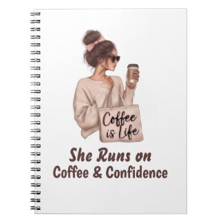 Cahier à reliure spirale 'Elle tourne au café Conf