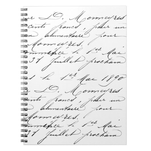 Cahier à reliure spirale - Exemple d'écriture manu (Devant)