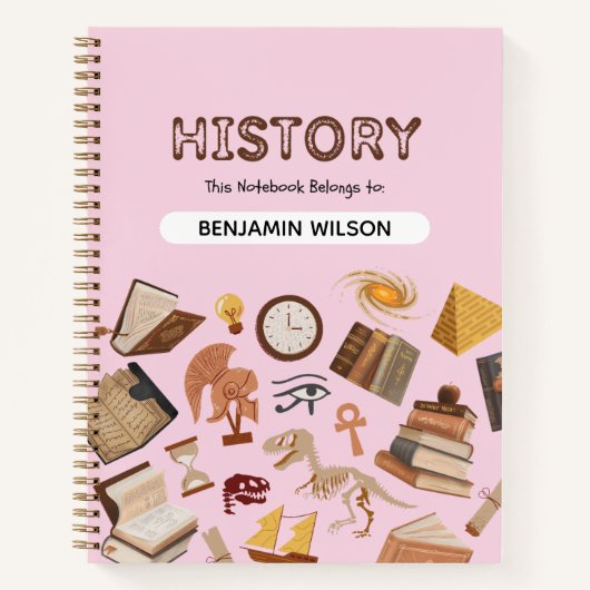 Cahier à reliure spirale Histoire Rose & Marron – (Devant)