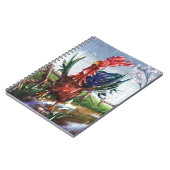Cahier à reliure spirale illustré d'un coq sous la (Côté gauche)