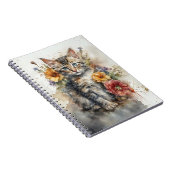 Cahier à reliure spirale Kitten à l'aquarelle avec (Côté Droit)