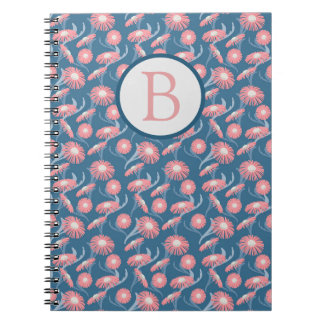 Cahier à reliure spirale monogrammé jolies fleurs 