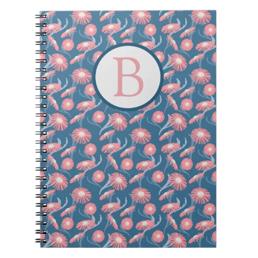 Cahier à reliure spirale monogrammé jolies fleurs  (Devant)