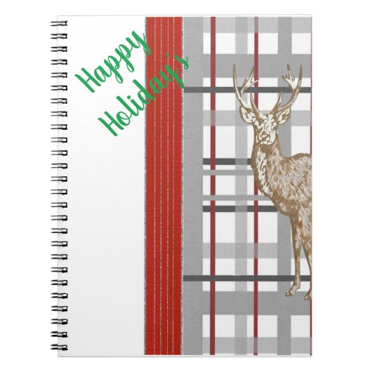 Cahier à reliure spirale Noël Cerf Joyeuses Fêtes (Devant)