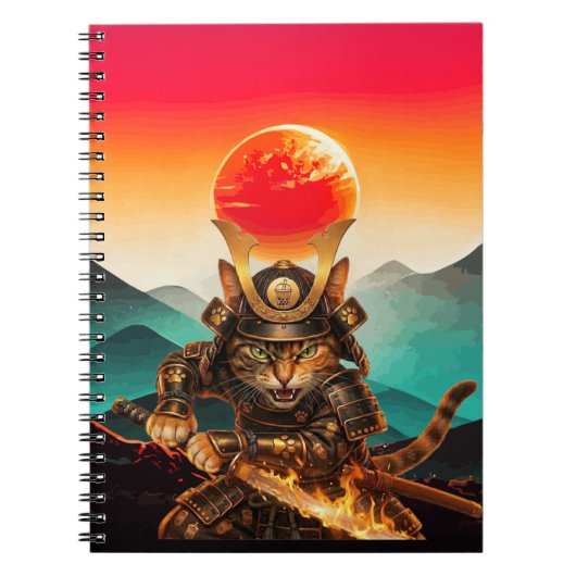 Cahier à reliure spirale premium Samurai Cat Warri (Devant)