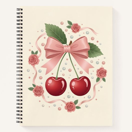 Cahier à reliure spirale Ruban de fleurs de cerisi (Devant)