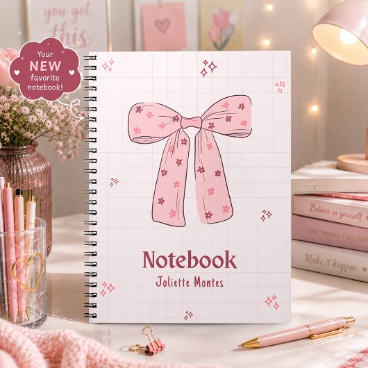 Cahier à ruban coquette rose mignon