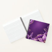 Cahier à spirale à fleurs violet pailleté (Intérieur)