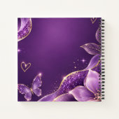 Cahier à spirale à fleurs violet pailleté (Dos)