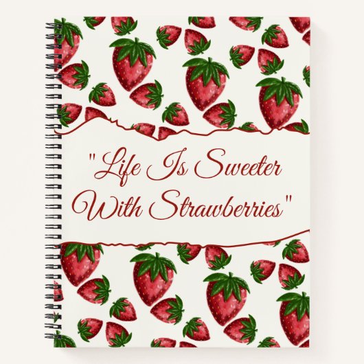 Cahier à spirale à la fraise dessiné à la main suc (Devant)