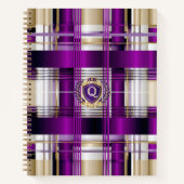 Cahier à spirale à monogramme à carreaux violets (Devant)