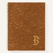 Cahier à spirale à monogramme floral en cuivre élé