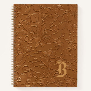 Cahier à spirale à monogramme floral en cuivre élé