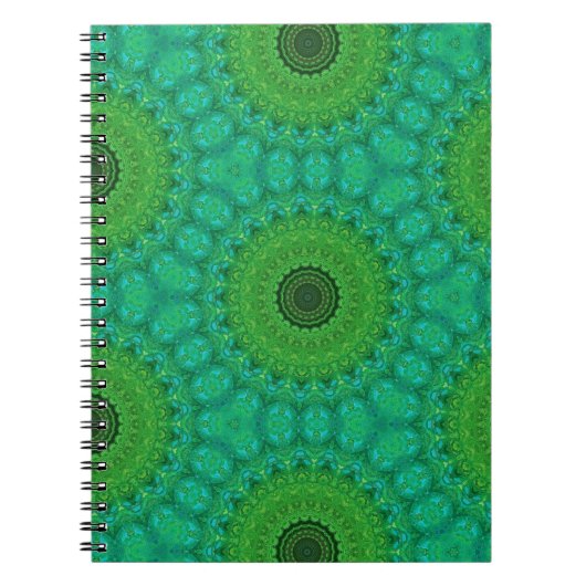 Cahier à spirale à motif circulaire vert et bleu (Devant)