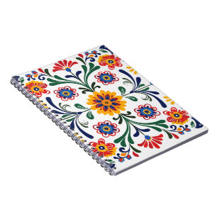 Cahier à spirale à motif floral d'art folklorique