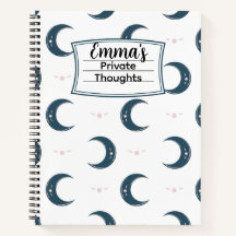 Cahier à spirale à motif lunaire personnalisé 21,5