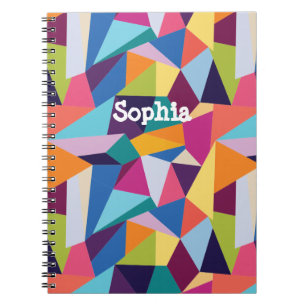 Cahier à spirale abstrait coloré avec nom