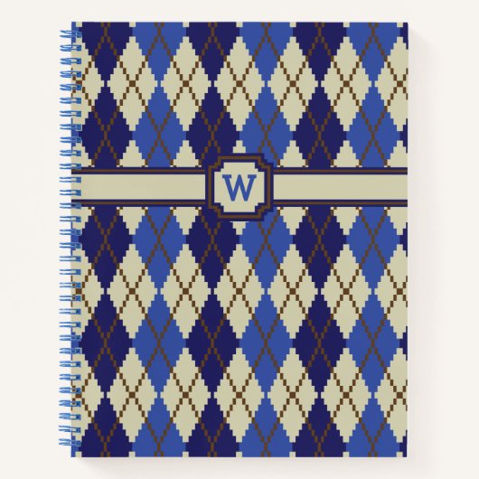Cahier à spirale Argyle Scone Bleuet (Devant)