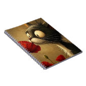 Cahier à spirale avec chat noir et blanc et fleur (Côté Droit)