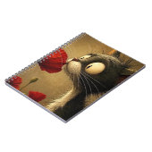 Cahier à spirale avec chat noir et blanc et fleur (Côté gauche)