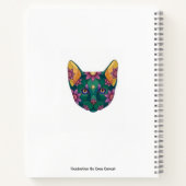 Cahier à spirale avec chat vert et fleurs (Dos)