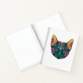 Cahier à spirale avec chat vert et fleurs (Intérieur)