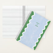 Cahier à spirale avec lignes ondulées vertes et bl (À l'intérieur)