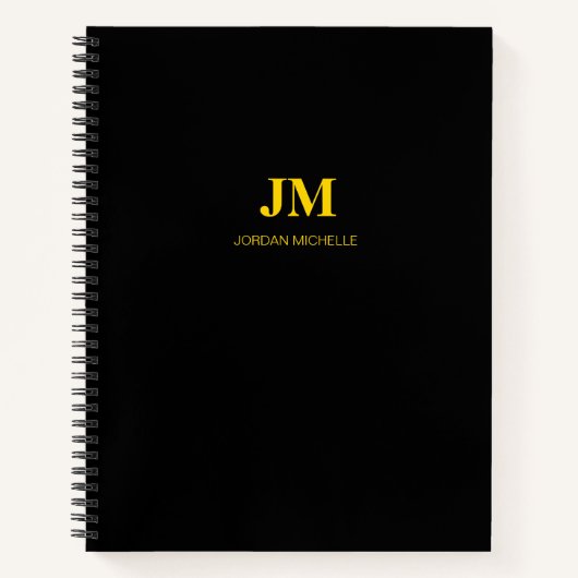 Cahier à spirale avec monogramme noir et or (Devant)
