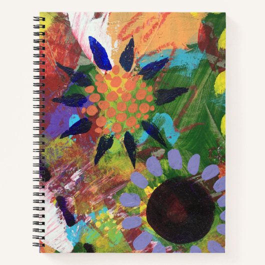 Cahier à spirale avec motif de fleurs abstraites (Devant)