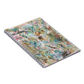 Cahier à spirale avec œuvre d'art florale en techn (Côté Droit)