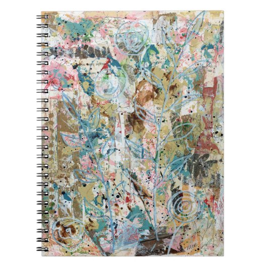 Cahier à spirale avec œuvre d'art florale en techn (Devant)
