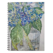 Cahier à spirale Big Hydrangeas Bleus dans l'Eau