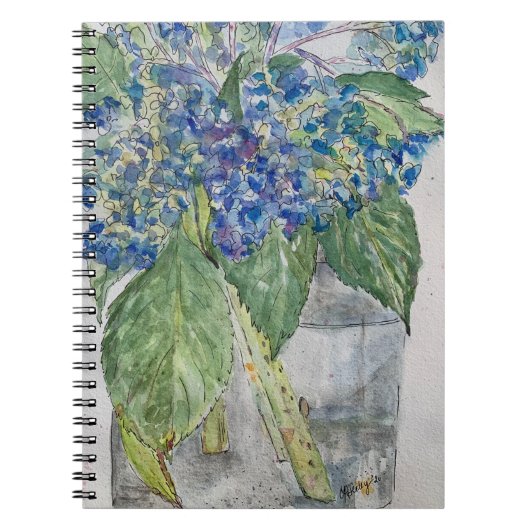 Cahier à spirale Big Hydrangeas Bleus dans l'Eau (Devant)