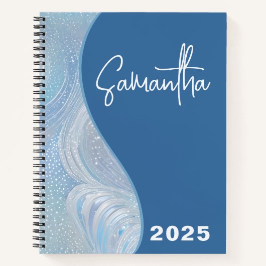 Cahier à spirale bleu dégradé iridescent de luxe (Devant)