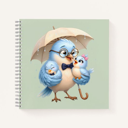 Cahier à spirale Cadeau d'oiseau père (Devant)