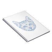 CAHIER À SPIRALE CHAT BLEU AVEC FLEURS (Côté Droit)