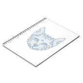 CAHIER À SPIRALE CHAT BLEU AVEC FLEURS (Côté gauche)