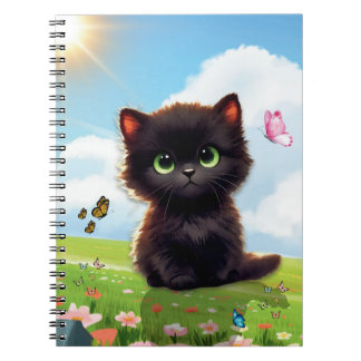 Cahier à spirale Chat Noir Mignon