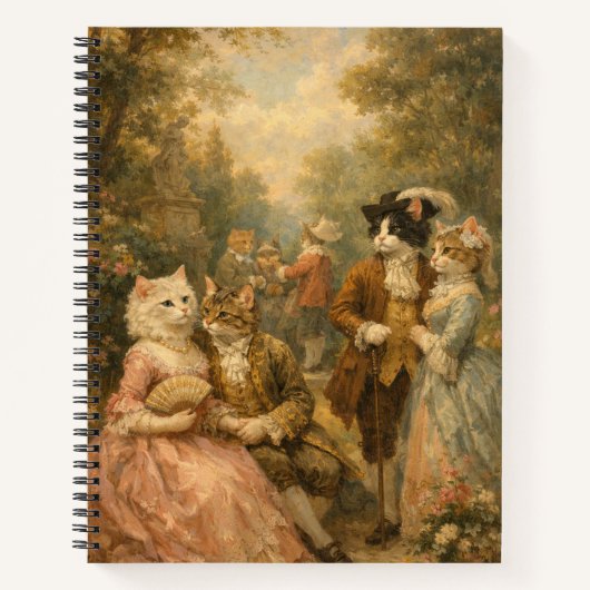 Cahier à spirale Chats dans un jardin Rococo (Devant)